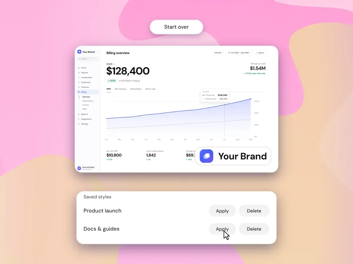 A saved style with a logo applied to a screenshot in one click