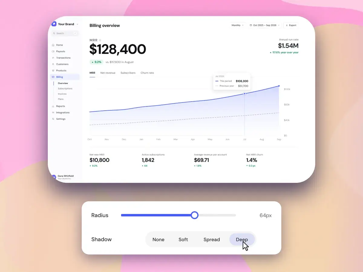 A screenshot with rounded corners and the Deep shadow preset selected in the editor