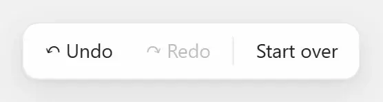 The editor toolbar with Undo, Redo and Start over