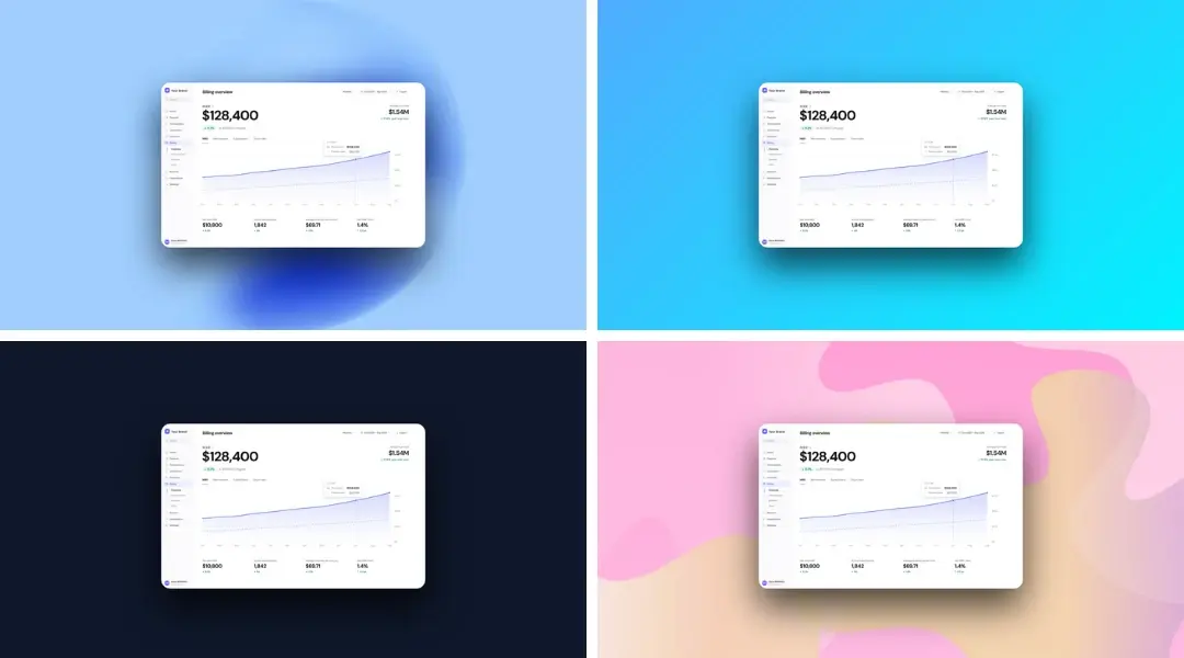 One screenshot on four different backgrounds from the library